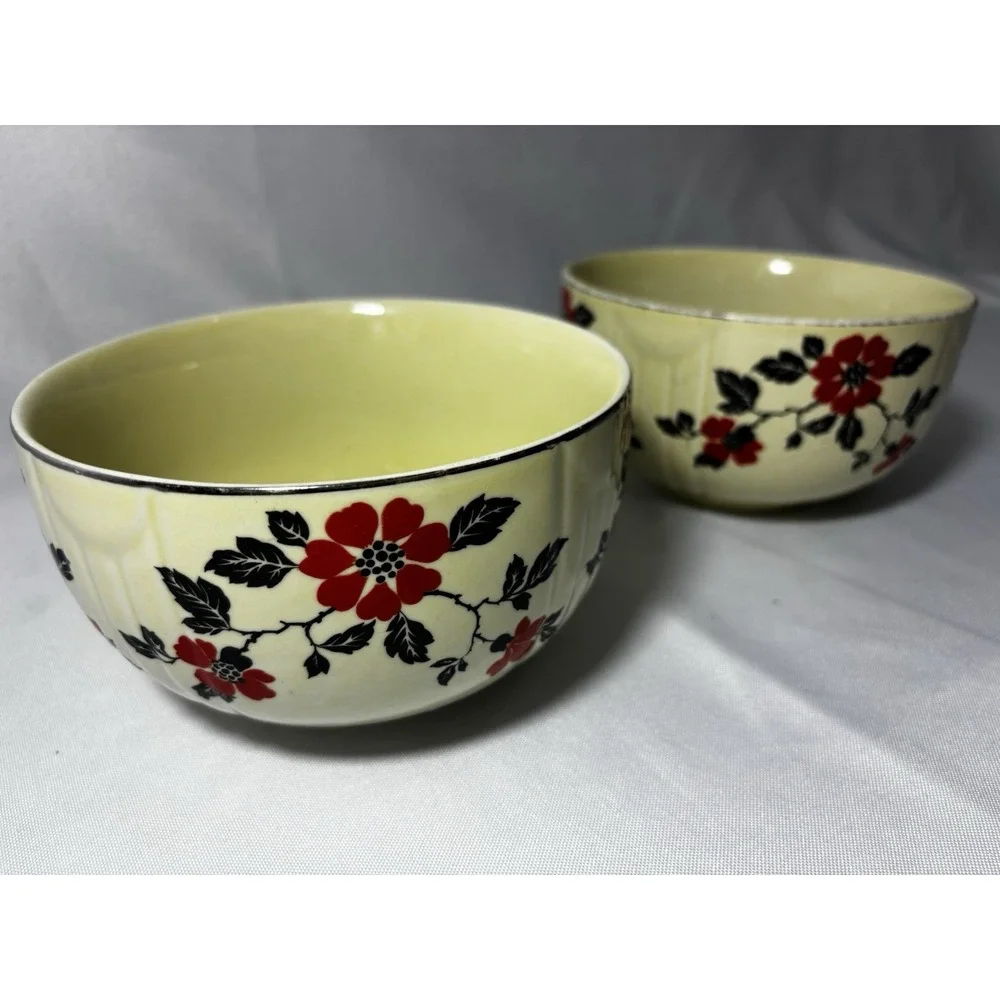 🌺Set Of 2 Vintage Hall's Superior Quality Kitchenware Red Poppy Mixing Bowl‎ 6